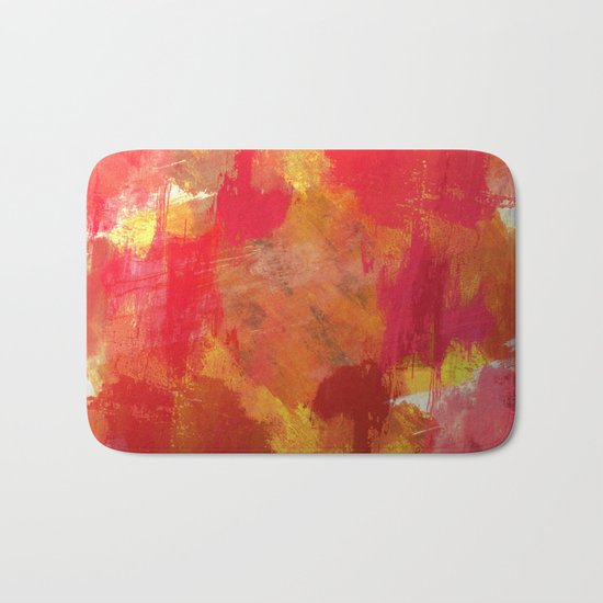 Fight Fire With Fire - Textured Metallic Abstract in red, white, black, orange and yellow Bath Mat