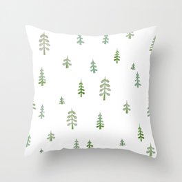 Watercolor pine trees Throw Pillow