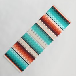 Navajo White, Turquoise and Burnt Orange Southwest Serape Blanket Stripes Yoga Mat