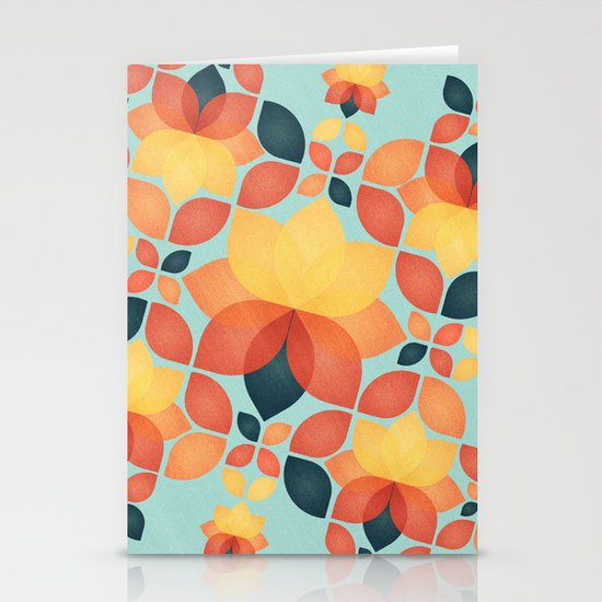 Orange Garden Pattern Stationery Cards