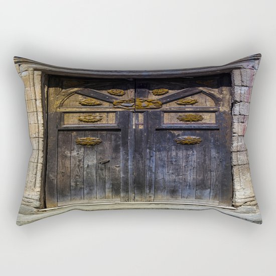 Old brown door Rectangular Pillow