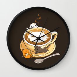 Latte Cat Wall Clock
