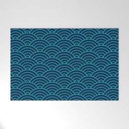 Japanese Seigaiha Blue Sea and Waves Welcome Mat