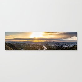 A Los Angeles Sunrise Canvas Print | Cityscape, Usa, Skyline, Scenic, Sunrise, Photo, Architecture, Sunset, Downtown, America 