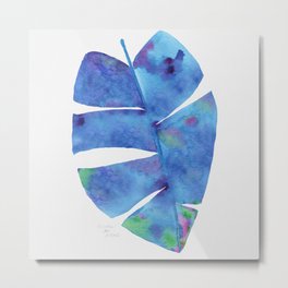 Glorious Blue Leaf Metal Print