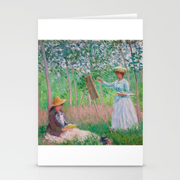 French Impressionist Portrait of a Woman Painting in a Garden Stationery Cards