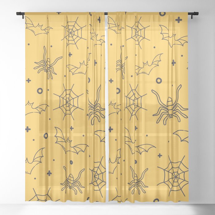 Spider Halloween Background Sheer Curtain