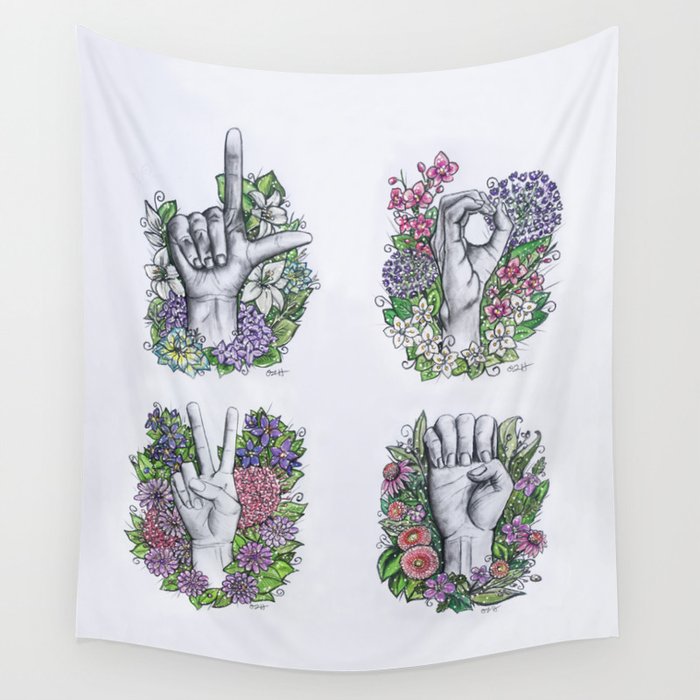 LOVE ASL Art- square version Wall Tapestry