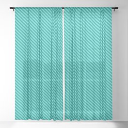 [ Thumbnail: Turquoise and Dark Cyan Colored Lined/Striped Pattern Sheer Curtain ]