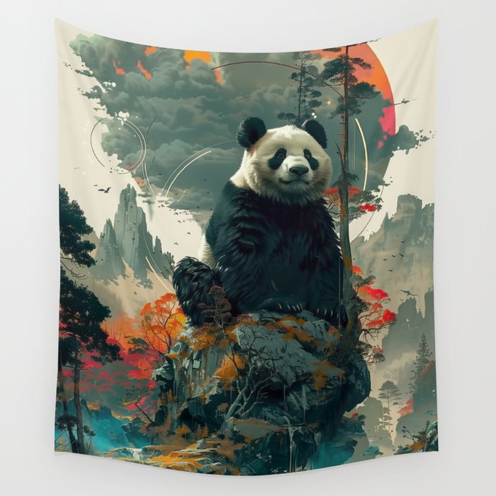 Panda Dreamscape Wall Tapestry