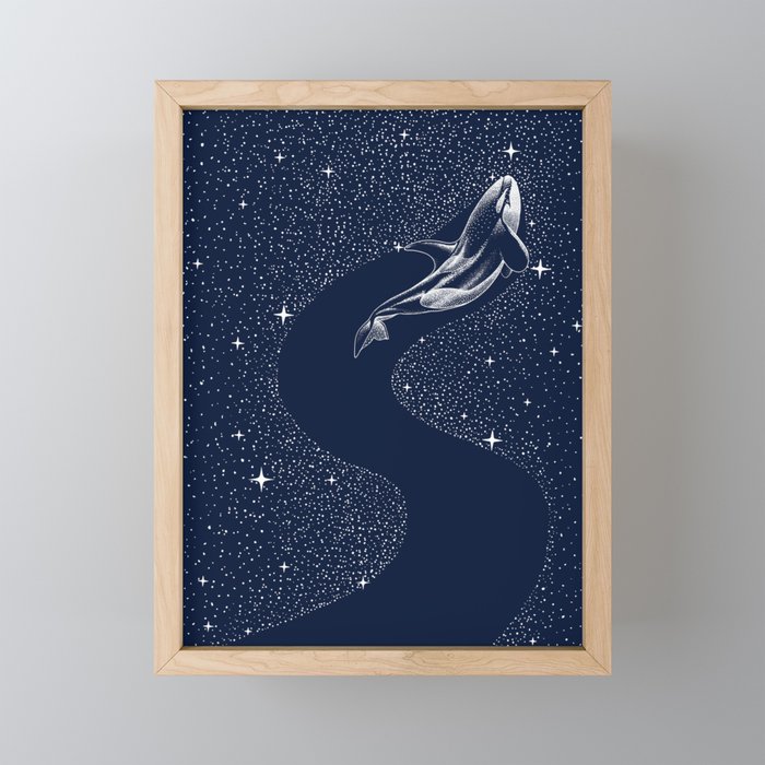 starry orca Framed Mini Art Print
