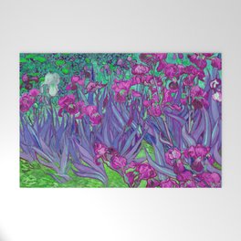 Vincent Van Gogh Irises Painting Violet Fuchsia Palette Welcome Mat