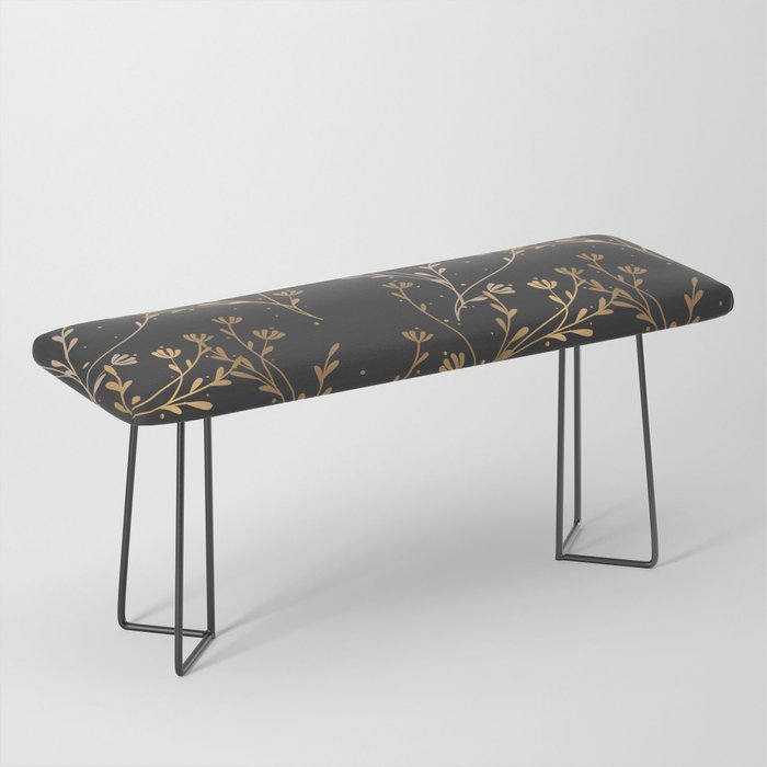 Golden Luxury Chic Floral Nature Pattern Bench