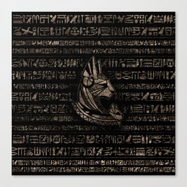Bastet Egyptian Goddess -vintage gold on black Canvas Print