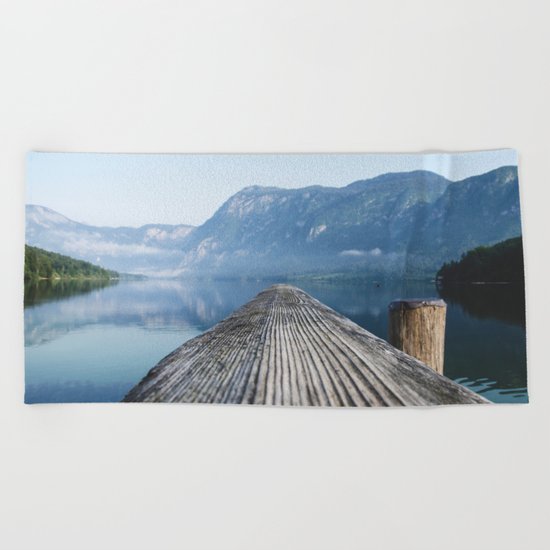 Dock # mountains #nature Beach Towel