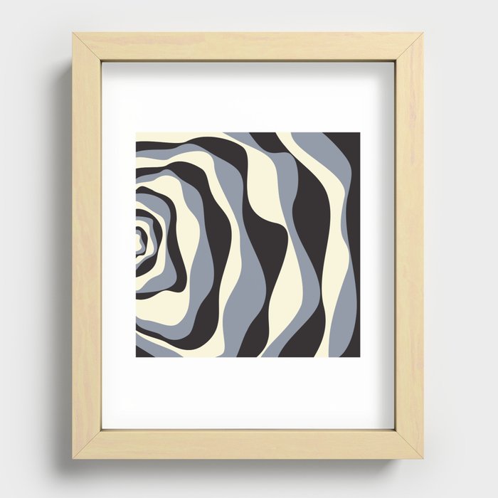 Ebb and Flow 4 - Black, Gray and Cream Recessed Framed Print