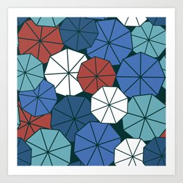 Umbrella Geometric Pattern Art Print | Pop Art, Vintage, Graphicdesign, Digital, Pattern, Umbrella, Colorful, Geometric, Oriental 
