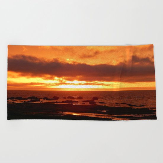 Skies of Fury at Sunset Beach Towel