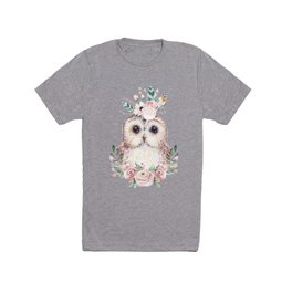 Forest Owl Floral Pink by Nature Magick T Shirt
