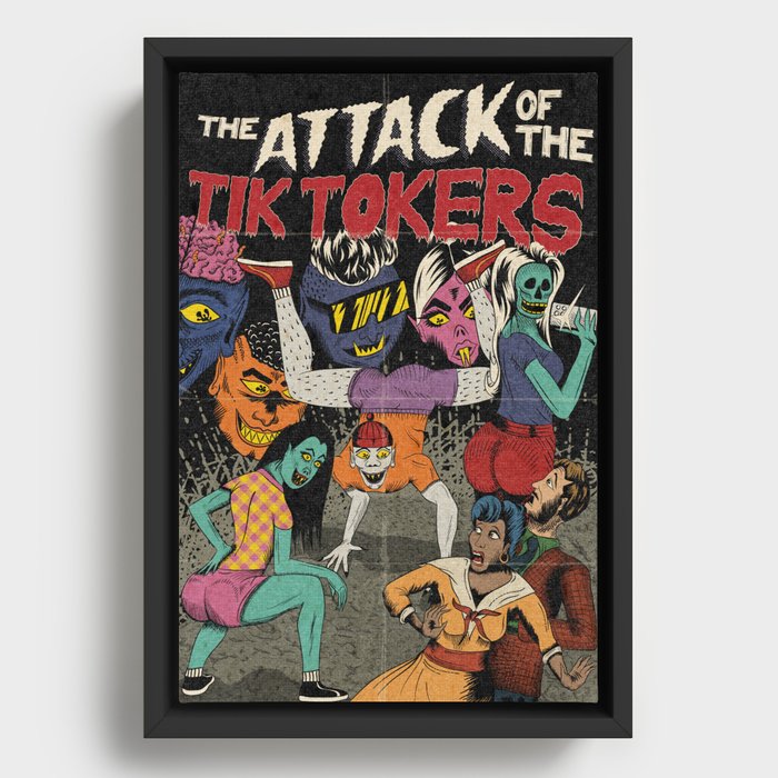 Attack of the Tik Tokers Framed Canvas