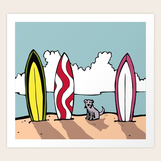 Surfer Dog Art Print