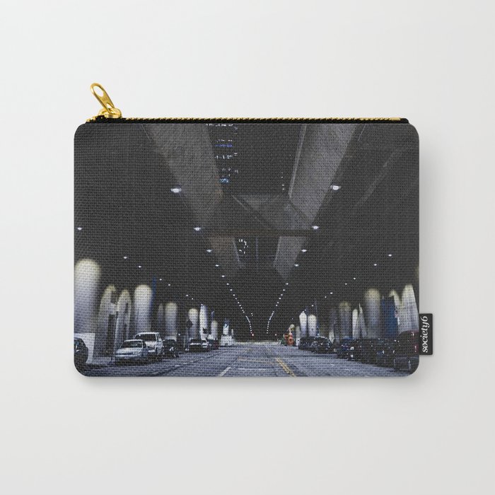 night city city lights underground parking asphalt los angeles united states Carry-All Pouch