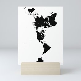 Dymaxion World Map (Fuller Projection Map) - Minimalist Black on White Mini Art Print