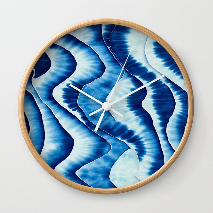 Shibori: Japanese Indigo Tie-Dye Pattern 01 Wall Clock