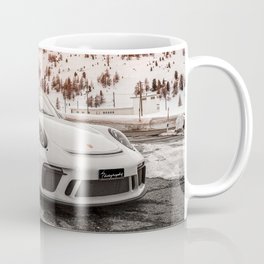 Sports Car Winter Landscape Coffee Mug