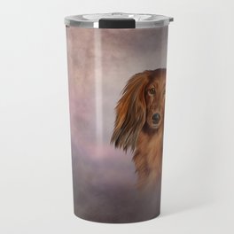 Drawing Dog breed long haired dachshund Travel Mug