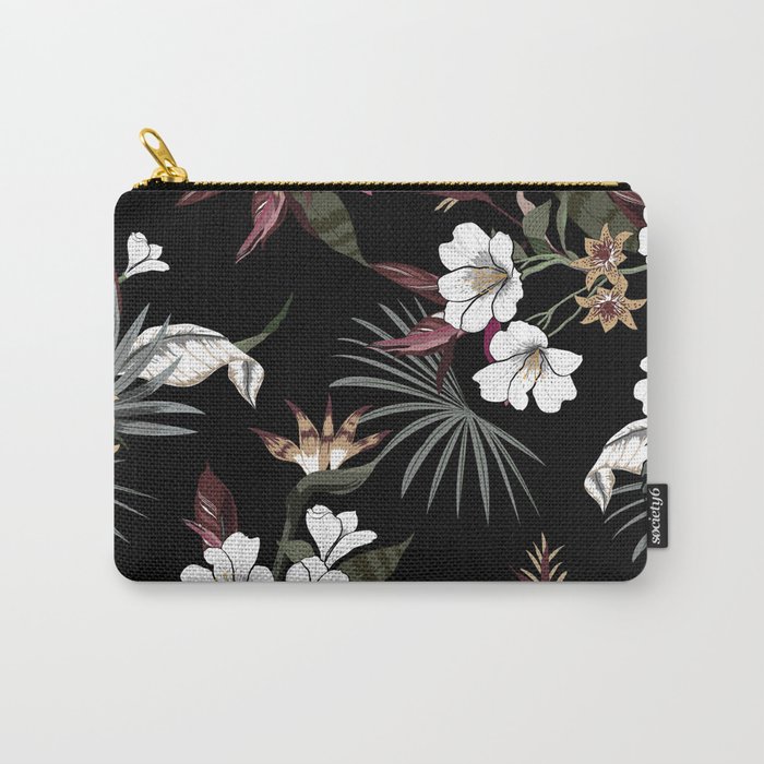 Beautiful Dark Floral Pattern Carry-All Pouch