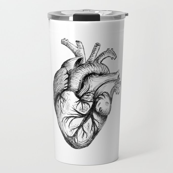 Hand drawn human heart Travel Mug