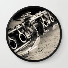 Clarinet Wall Clock | Silver, Black, Woodwind, Black and White, Off White, Clarinet, Cream, Band, Musicalinstrument, Music 