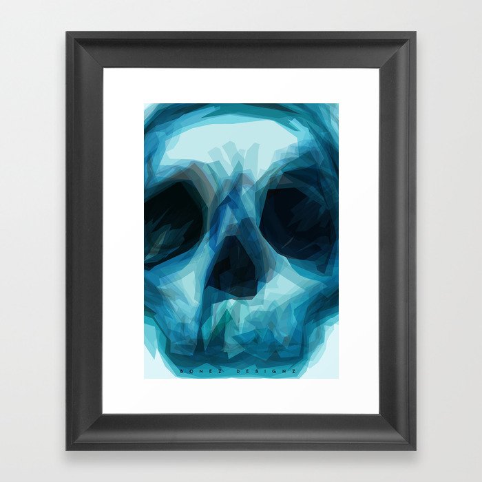 Blue Skull Framed Art Print