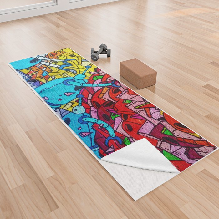 New York Street modified mural art Graffiti Photograph for home decoration. Yoga Towel