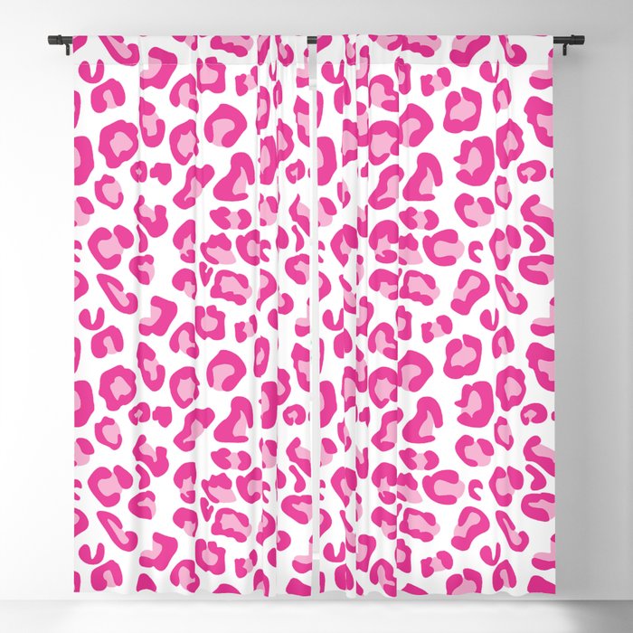 Leopard-Pinks on White Blackout Curtain