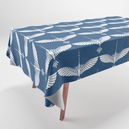 Japanese Crane Ornate Art Deco Blue & White Pattern II Tablecloth