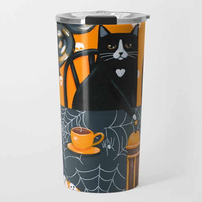 Halloween French Press Coffee Cats Travel Mug by kilkennycat