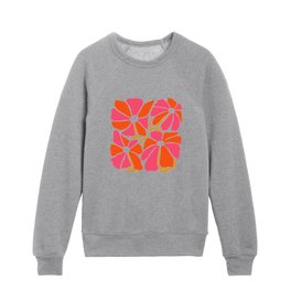 Oversized Orange and Pink Abstract Modern Flowers Kids Crewneck