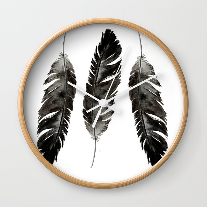 Three feathers Wall Clock