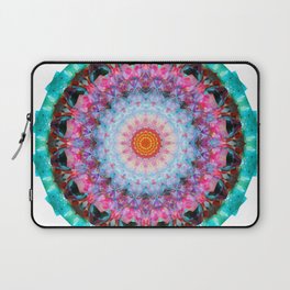 Feather Light Pink and Aqua Mandala Art by Sharon Cummings Laptop Sleeve