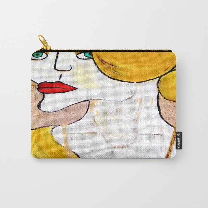 Original Acrylic Painting of a Woman Yellow Gold  Carry-All Pouch
