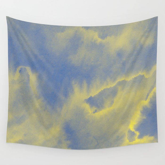 Watercolor Texture Grey And Yellow Wall Tapestry By Wackapacka