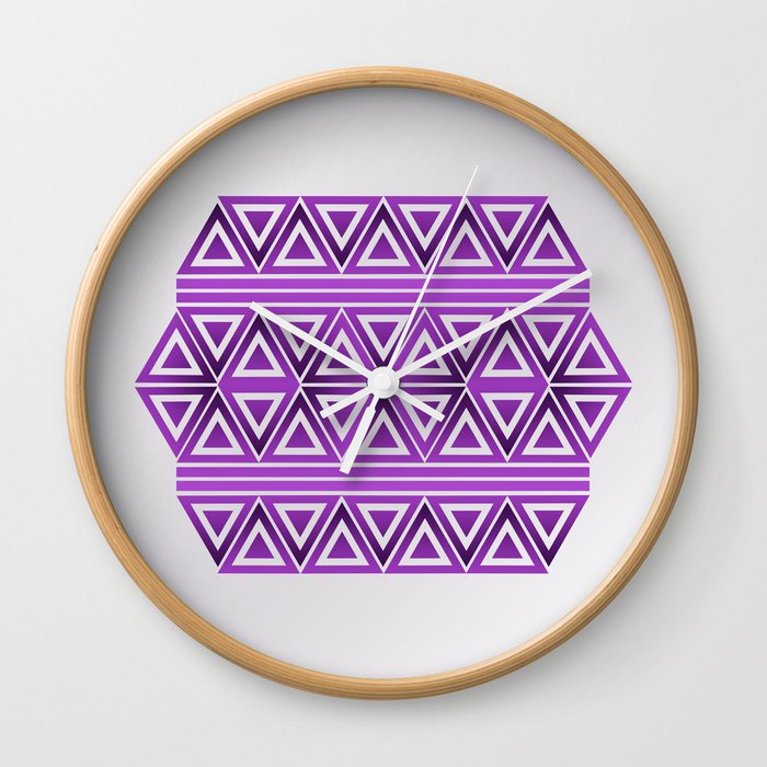 Violet Triangles Wall Clock