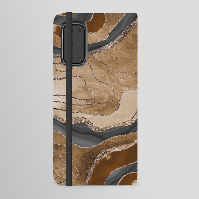 Earthy Marble Agate Gold Glitter Glam #1 (Faux Glitter) #decor #art #society6 Android Wallet Case