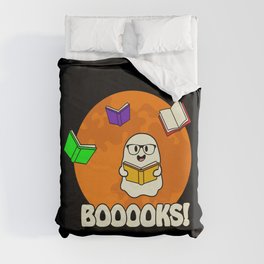 Booooks Ghost Reading Books Funny Duvet Cover