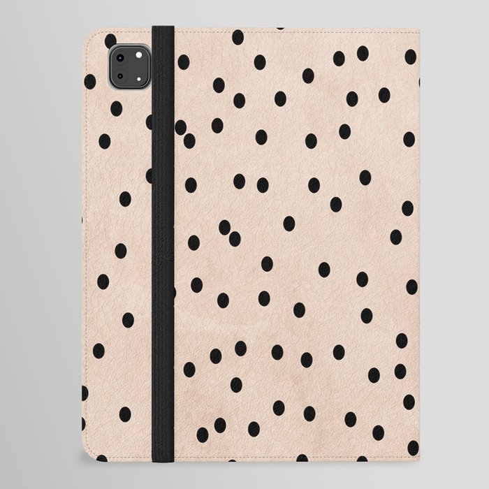 Watercolor Blush Pink And Black Polka Dot Retro Pattern Baby Pink Polka Dot Background iPad Folio Case
