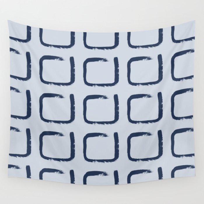 Pastel Blue Imperfect Geometric Squares Wall Tapestry
