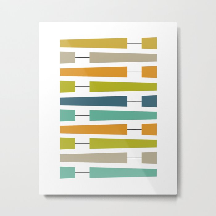 Colorful Geometric Shapes Mid Century Inspired Metal Print