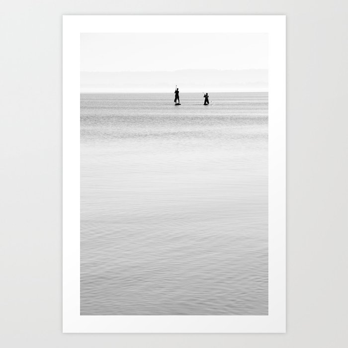 Surfers | Landscape Photography | Minimalism | Black and White | Beach | Summer Surfing Art Print